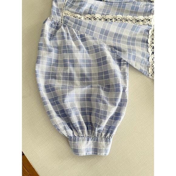 Free People Sz L Time Out Tunic Top Cotton Peasant Boho Feminine Lace Prairie - Picture 10 of 15